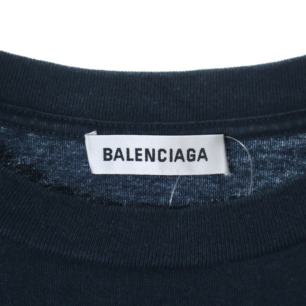 BALENCIAGA(バレンシアガ) 19AW EST.1917 Oversize Tee フロント刺繍ロゴ クルーネック半袖Tシャツカットソー ネイビー 533218 TFV44