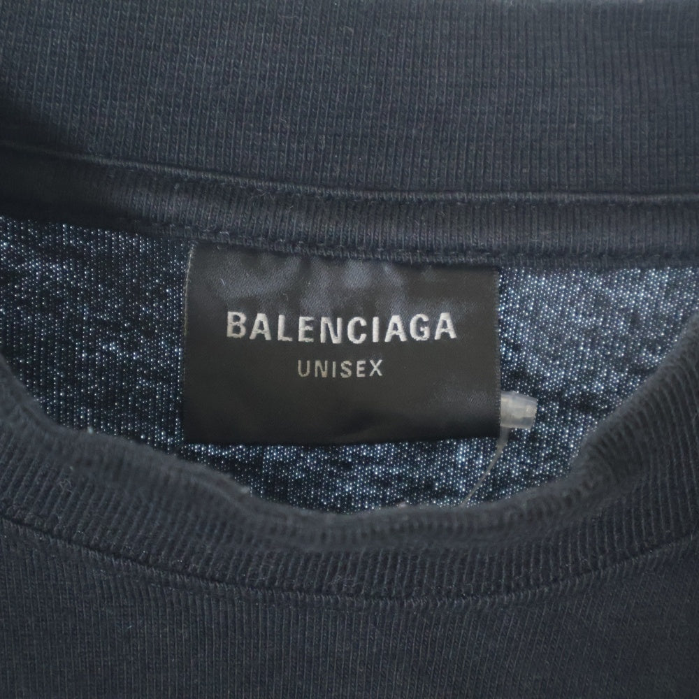 BALENCIAGA(バレンシアガ) 23AW レイヤードスポーツロゴ クルーネック半袖Tシャツカットソー ブラック 739028 TPVF2