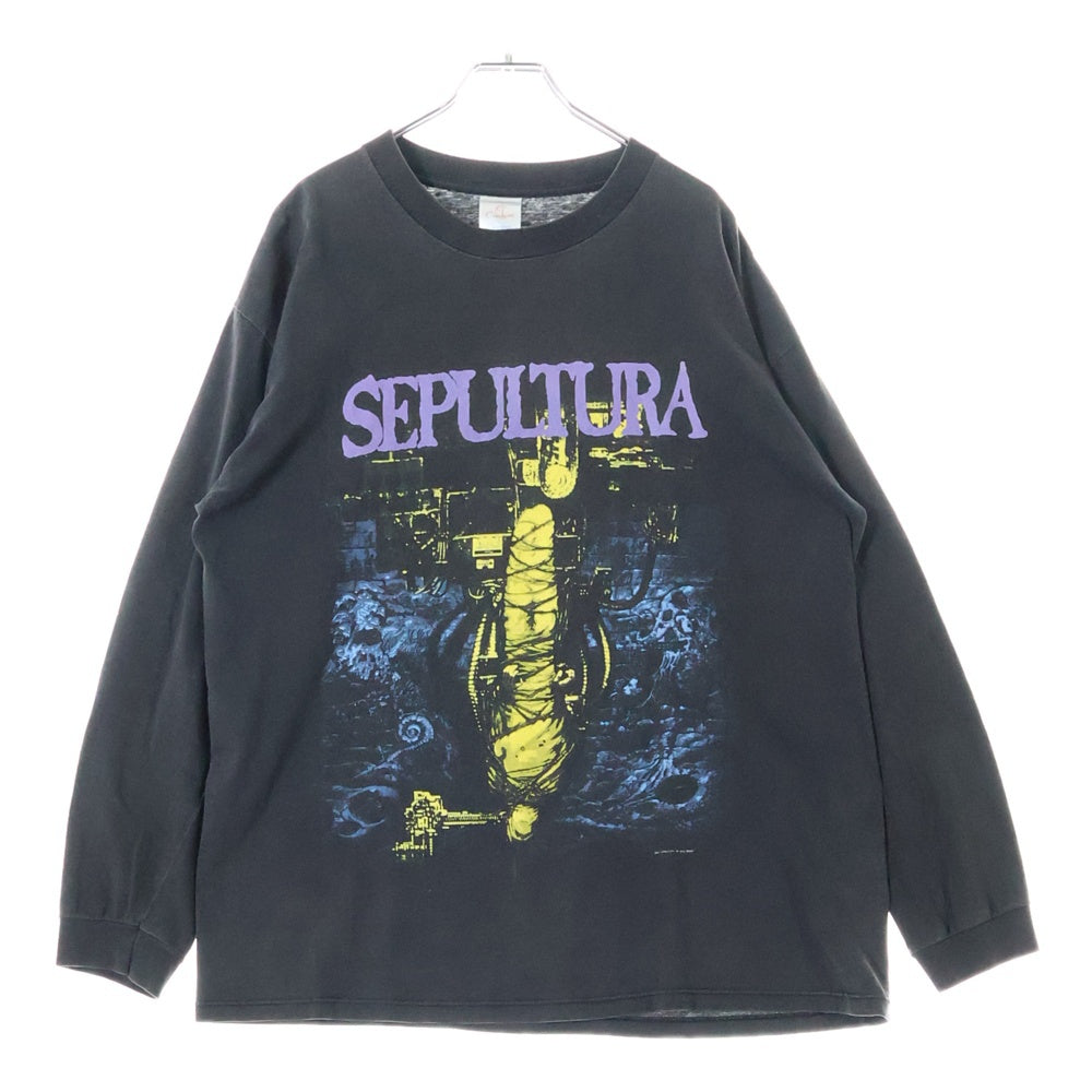 VINTAGE(ヴィンテージ) Sepultura Chaos A.D. セパルトゥラ 両面プリント クルーネック長袖Tシャツカットソー ブラック