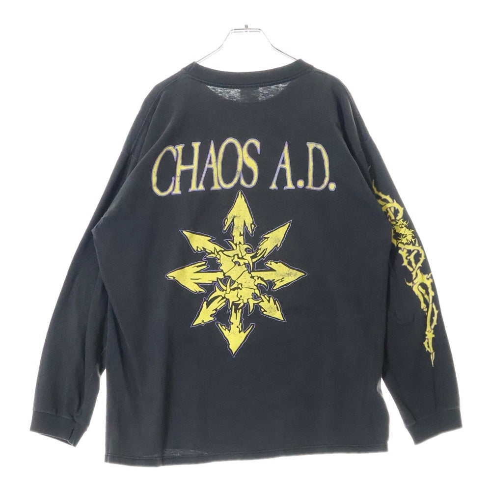 VINTAGE(ヴィンテージ) Sepultura Chaos A.D. セパルトゥラ 両面プリント クルーネック長袖Tシャツカットソー ブラック