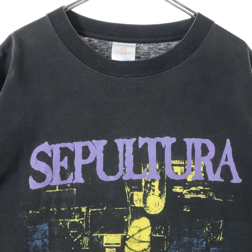 VINTAGE(ヴィンテージ) Sepultura Chaos A.D. セパルトゥラ 両面プリント クルーネック長袖Tシャツカットソー ブラック