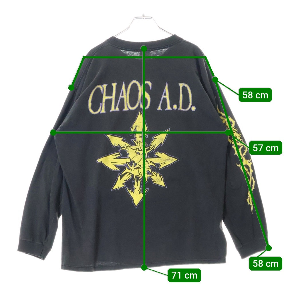 VINTAGE(ヴィンテージ) Sepultura Chaos A.D. セパルトゥラ 両面プリント クルーネック長袖Tシャツカットソー ブラック