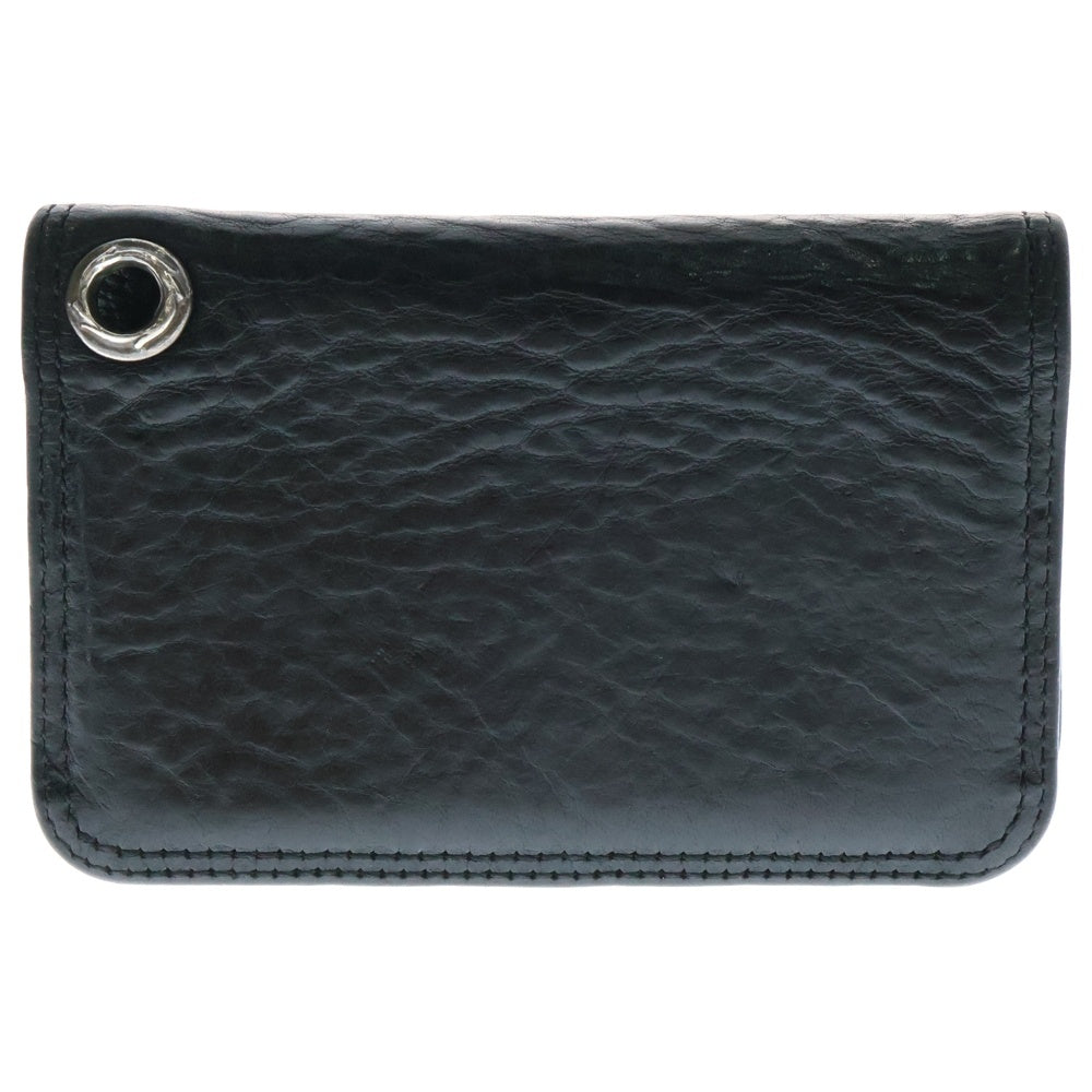 CHROME HEARTS(クロムハーツ) CARD CASE スクロールラベル レザーカードケース ブラック/シルバー
