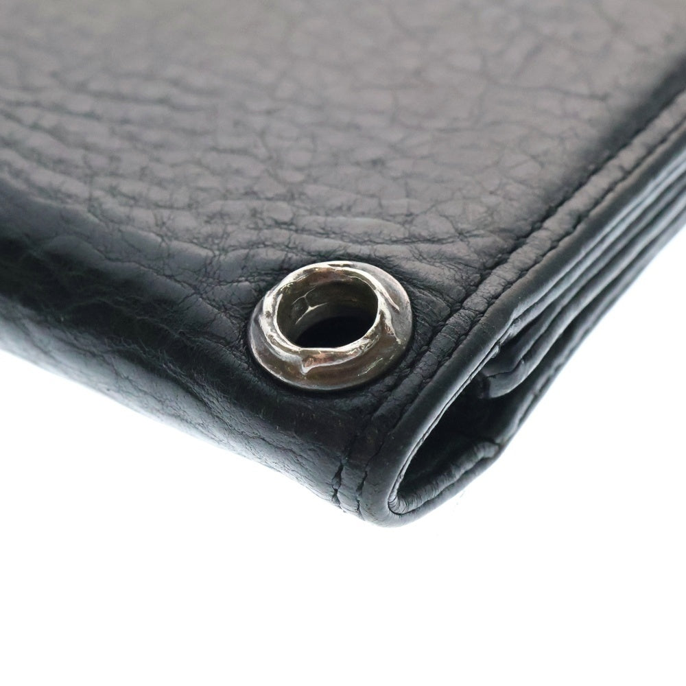 CHROME HEARTS(クロムハーツ) CARD CASE スクロールラベル レザーカードケース ブラック/シルバー
