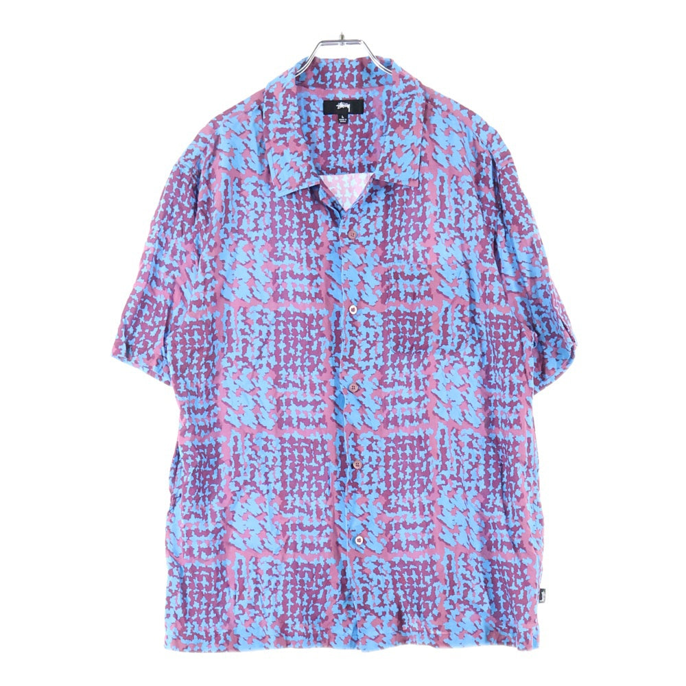 STUSSY(ステューシー) 21SS Hand Drawn Houndstooth 半袖シャツ ブルー/レッド