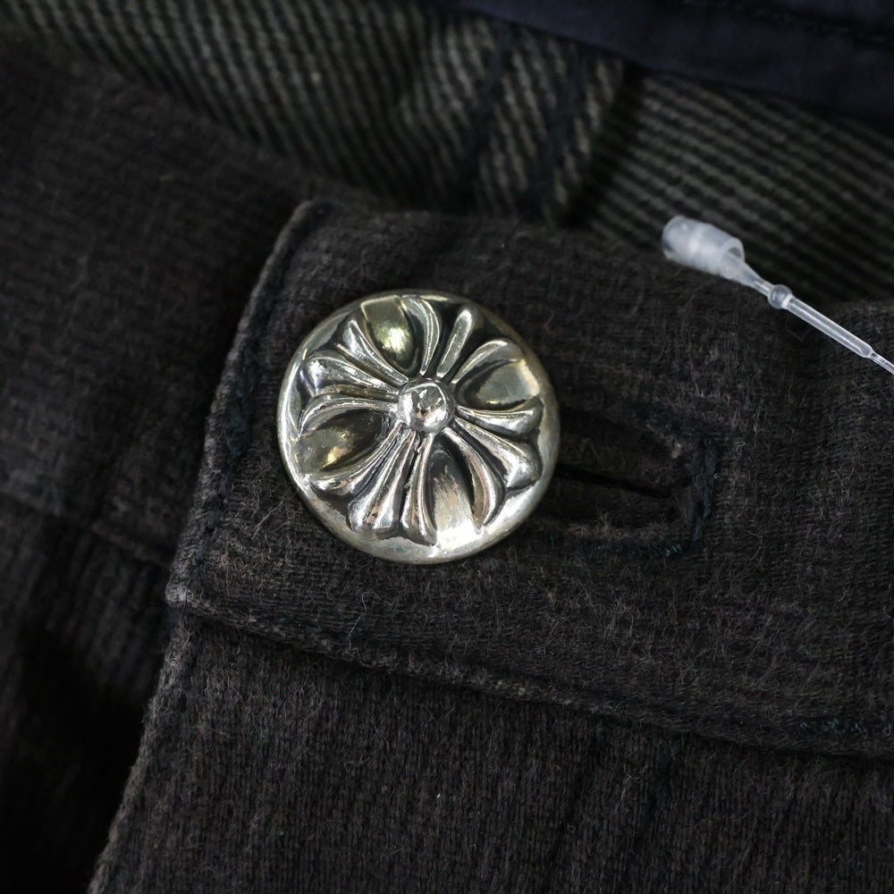 CHROME HEARTS(クロムハーツ) DNM PANTS CRS BTN クロスボタンフライ ウォッシュドデニムフレアパンツ ブラック