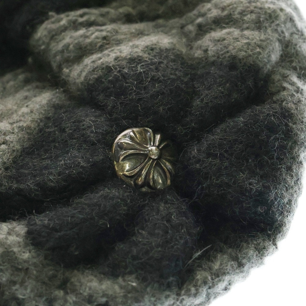 CHROME HEARTS(クロムハーツ) クロスパッチ付き カシミヤバルーンニットキャップ ブラック/グレー