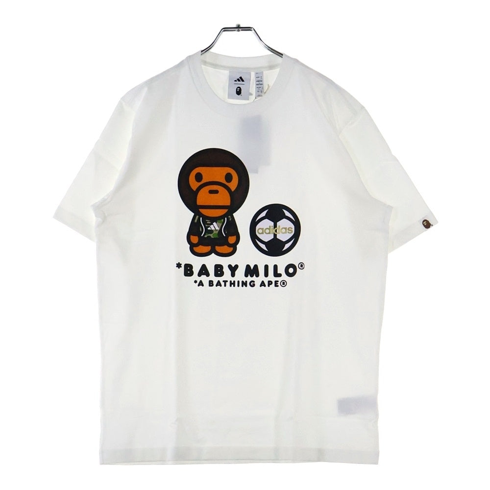 adidas(アディダス) ×A BATHING APE BABY MILO TEE アベイシングエイプ ベイビーマイロ フロントプリント クルーネック半袖Tシャツカットソー ホワイト JZ7392
