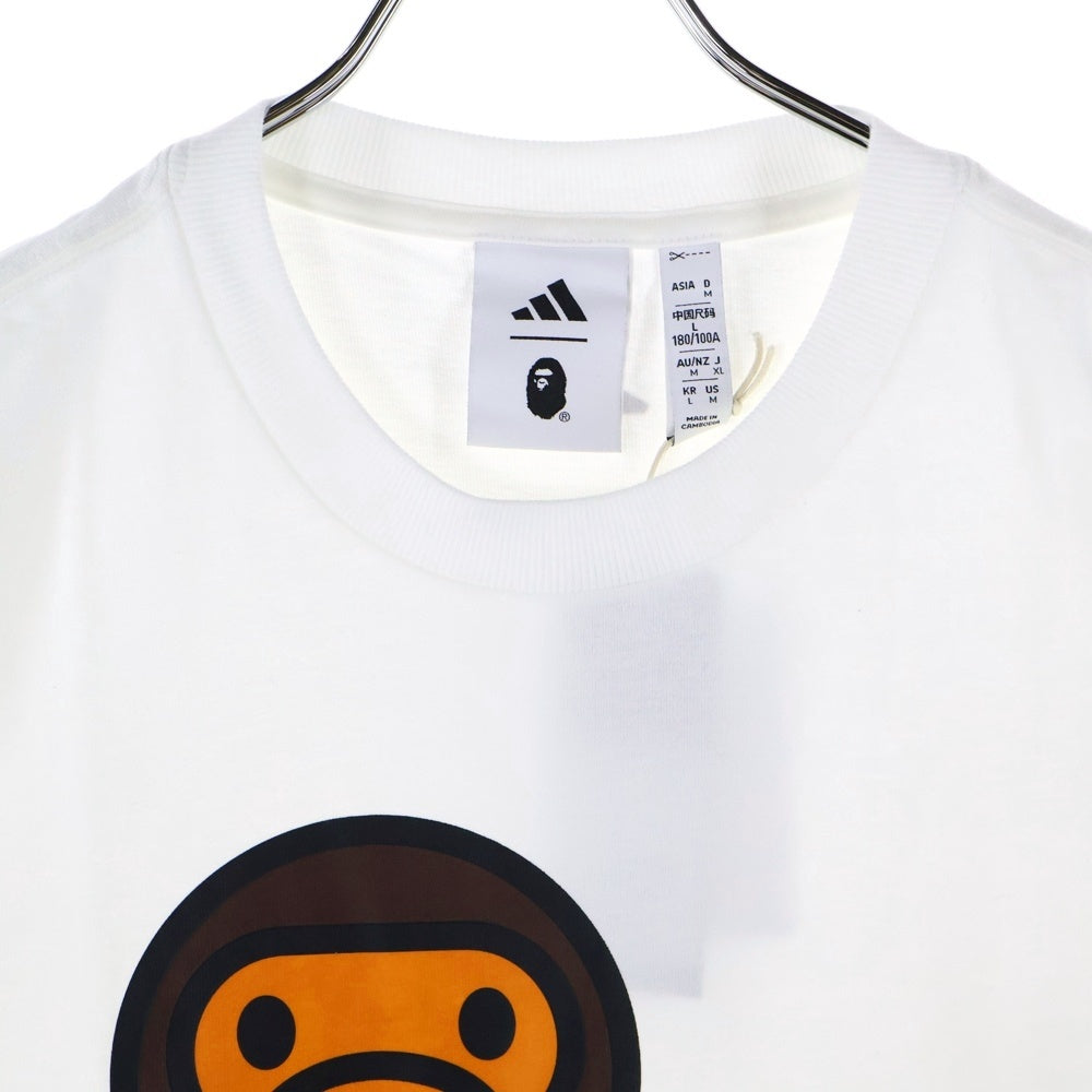 adidas(アディダス) ×A BATHING APE BABY MILO TEE アベイシングエイプ ベイビーマイロ フロントプリント クルーネック半袖Tシャツカットソー ホワイト JZ7392