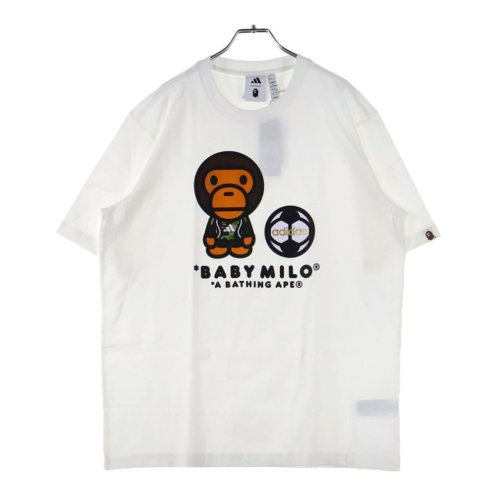 adidas(アディダス) ×A BATHING APE BABY MILO TEE アベイシングエイプ ベイビーマイロ フロントプリント クルーネック半袖Tシャツカットソー ホワイト JZ7392