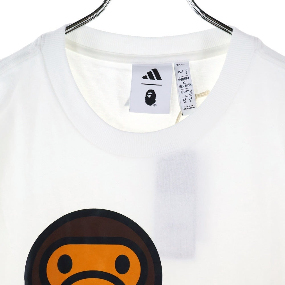 adidas(アディダス) ×A BATHING APE BABY MILO TEE アベイシングエイプ ベイビーマイロ フロントプリント クルーネック半袖Tシャツカットソー ホワイト JZ7392