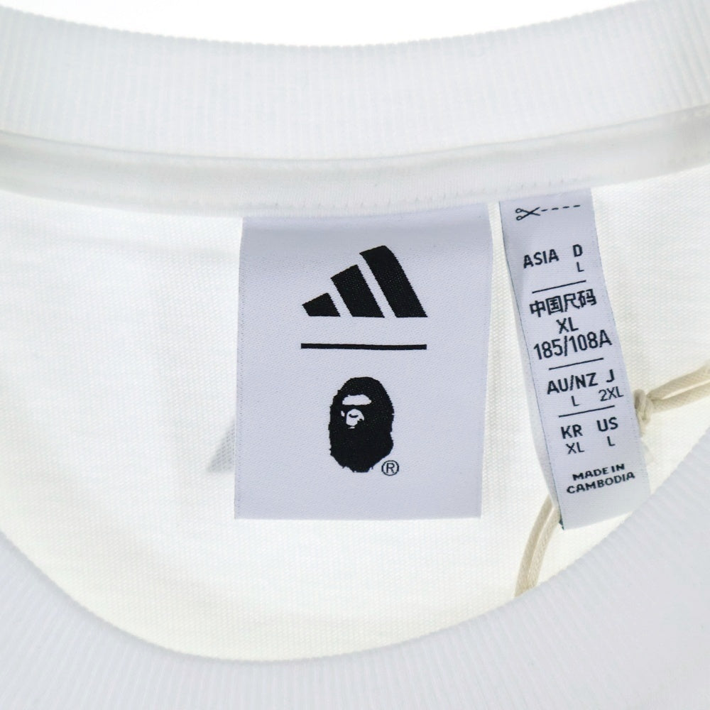 adidas(アディダス) ×A BATHING APE BABY MILO TEE アベイシングエイプ ベイビーマイロ フロントプリント クルーネック半袖Tシャツカットソー ホワイト JZ7392
