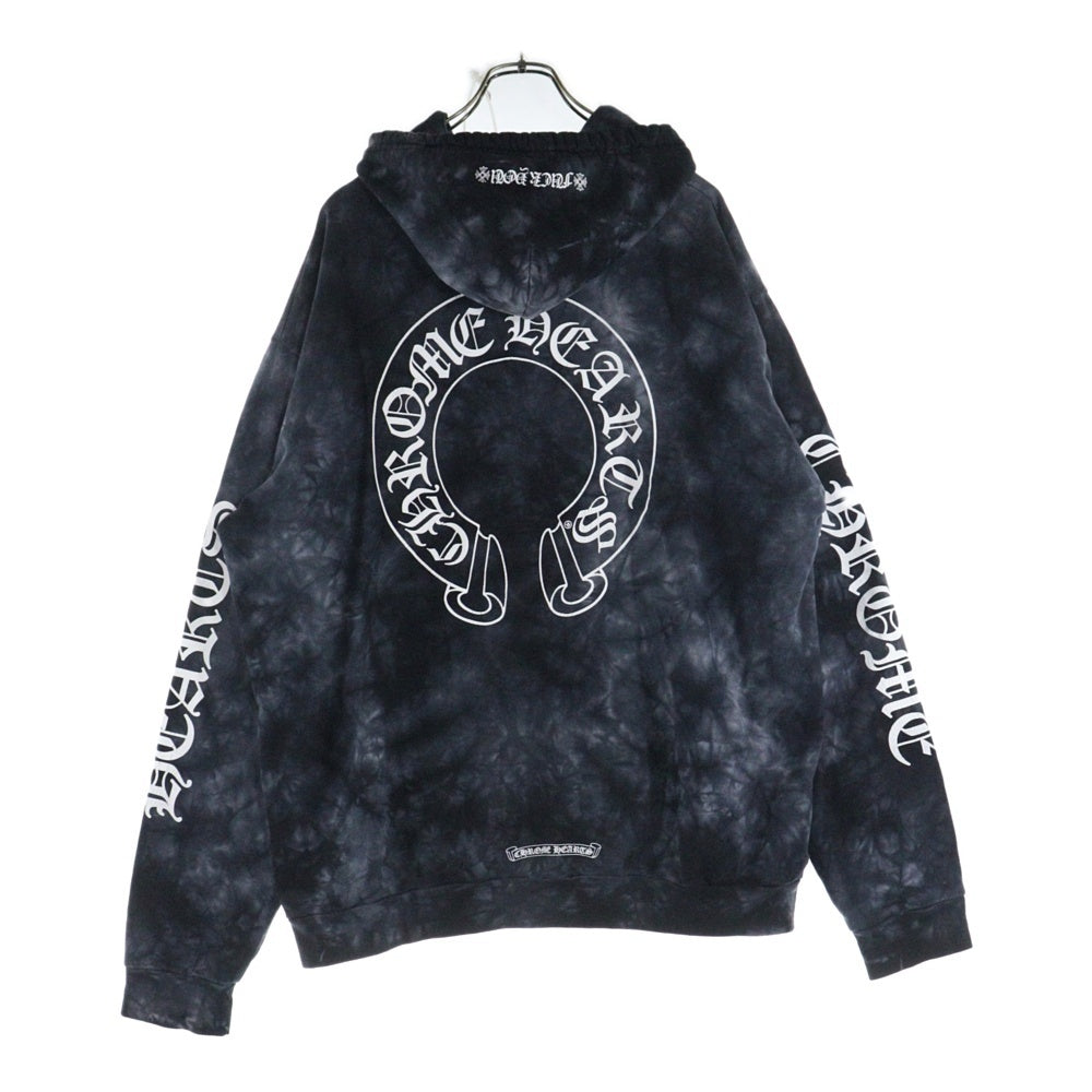 CHROME HEARTS(クロムハーツ) Horseshoe Hoodie Black Tie Dye タイダイ柄 ホースシュー プルオーバーパーカー グレー