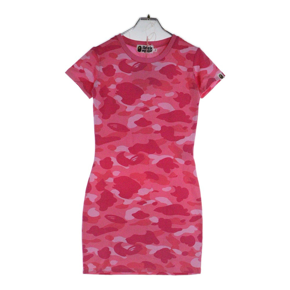 A BATHING APE(アベイシングエイプ) ABC CAMO JERSEY DRESS カモ総柄ワンピース レディース ピンク