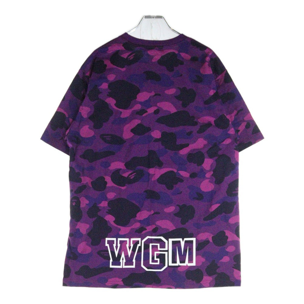A BATHING APE(アベイシングエイプ) COLOR CAMO SHARK TEE カモ総柄 フロントプリント クルーネック半袖Tシャツカットソー パープル 001CSI301022M