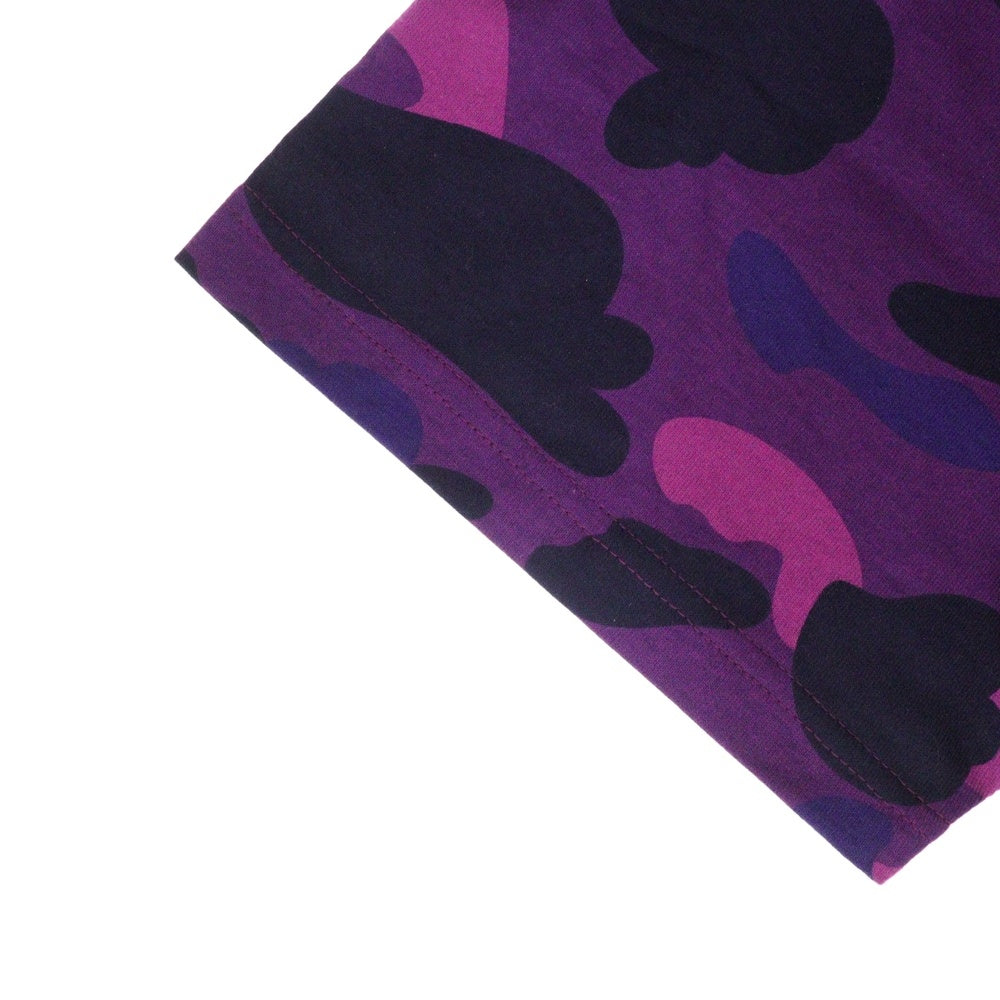 A BATHING APE(アベイシングエイプ) COLOR CAMO SHARK TEE カモ総柄 フロントプリント クルーネック半袖Tシャツカットソー パープル 001CSI301022M