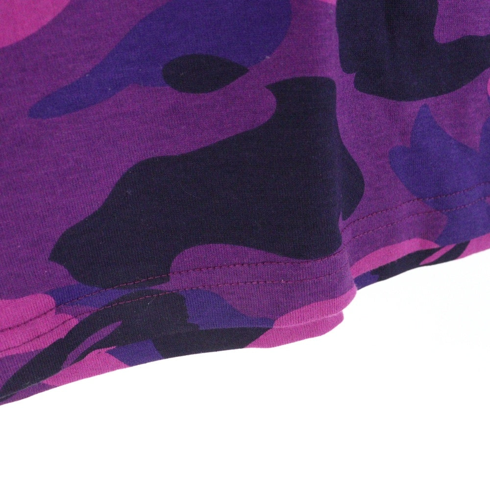 A BATHING APE(アベイシングエイプ) COLOR CAMO SHARK TEE カモ総柄 フロントプリント クルーネック半袖Tシャツカットソー パープル 001CSI301022M