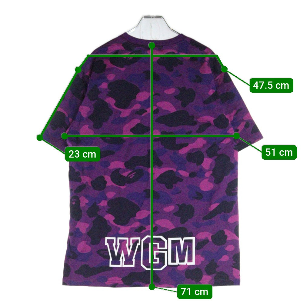 A BATHING APE(アベイシングエイプ) COLOR CAMO SHARK TEE カモ総柄 フロントプリント クルーネック半袖Tシャツカットソー パープル 001CSI301022M