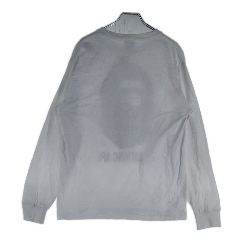 A BATHING APE(アベイシングエイプ) COLOR CAMO BY BATINGAPE TEE フロントプリントクルーネック長袖Tシャツカットソー ホワイト/パープル 001LTH751004M