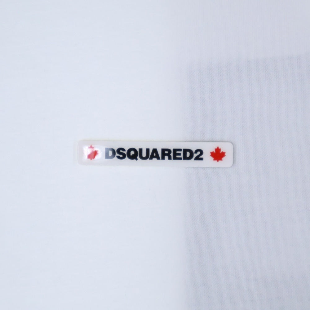 DSQUARED2(ディースクエアード) GUMMY LOGO LONG SLEEVE REGULAR FIT T-SHIRT ラバーロゴ クルーネック長袖Tシャツカットソー ホワイト S74GD1354
