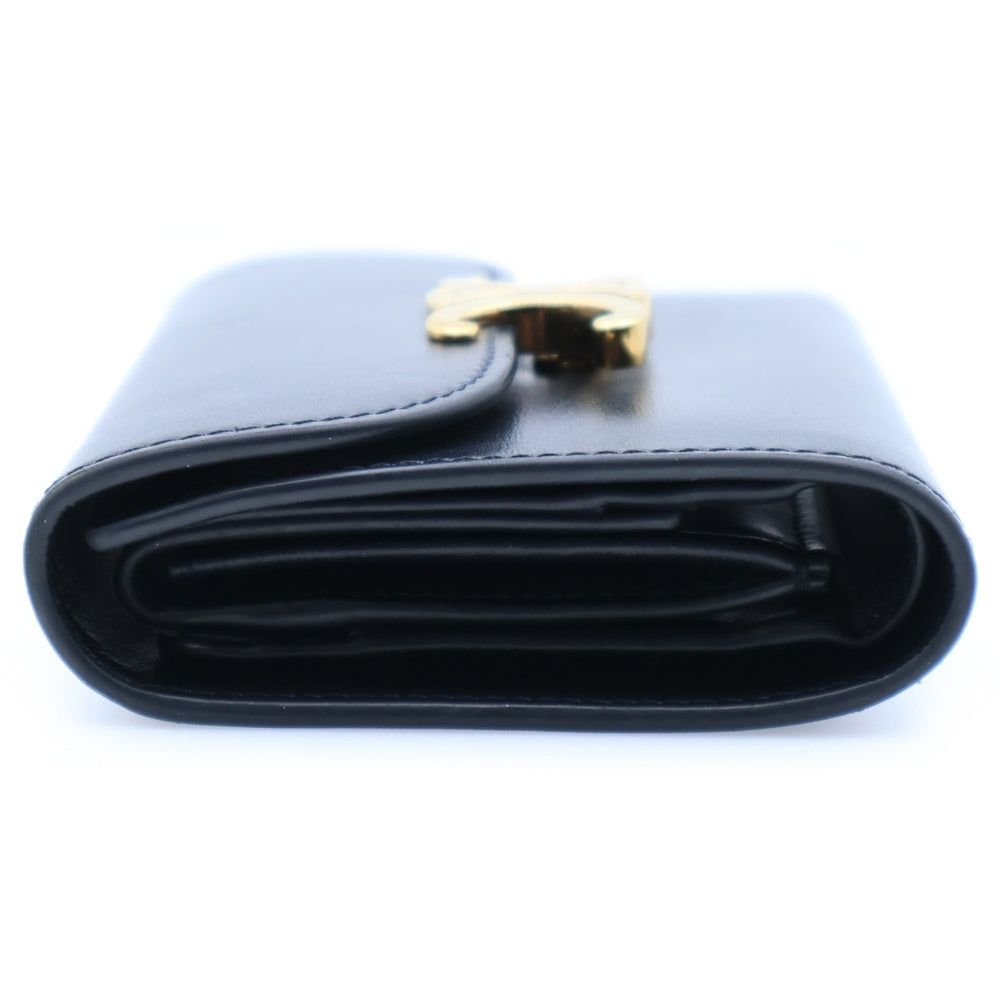 CELINE(セリーヌ) トリオンフ スモール フラップレザーウォレット 三つ折り財布 ブラック 10D783DPV.38NO