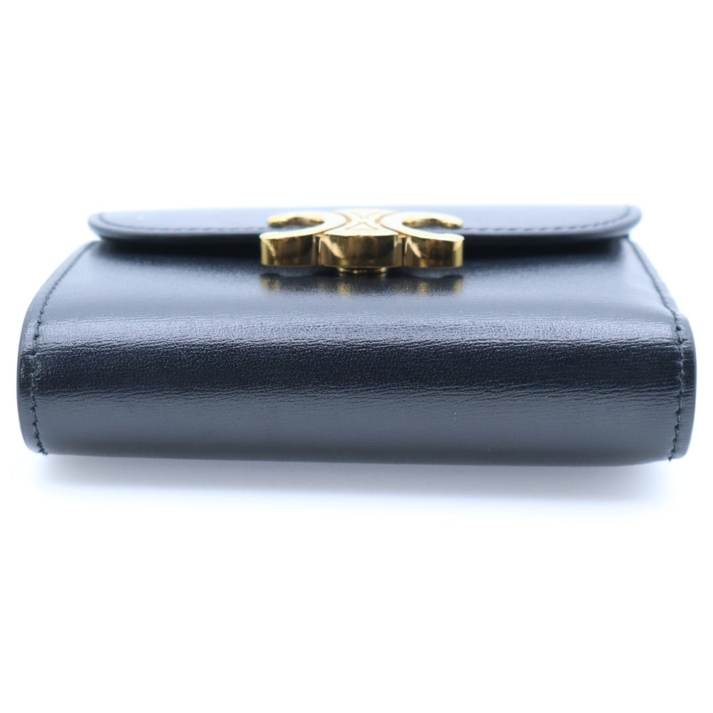 CELINE(セリーヌ) トリオンフ スモール フラップレザーウォレット 三つ折り財布 ブラック 10D783DPV.38NO