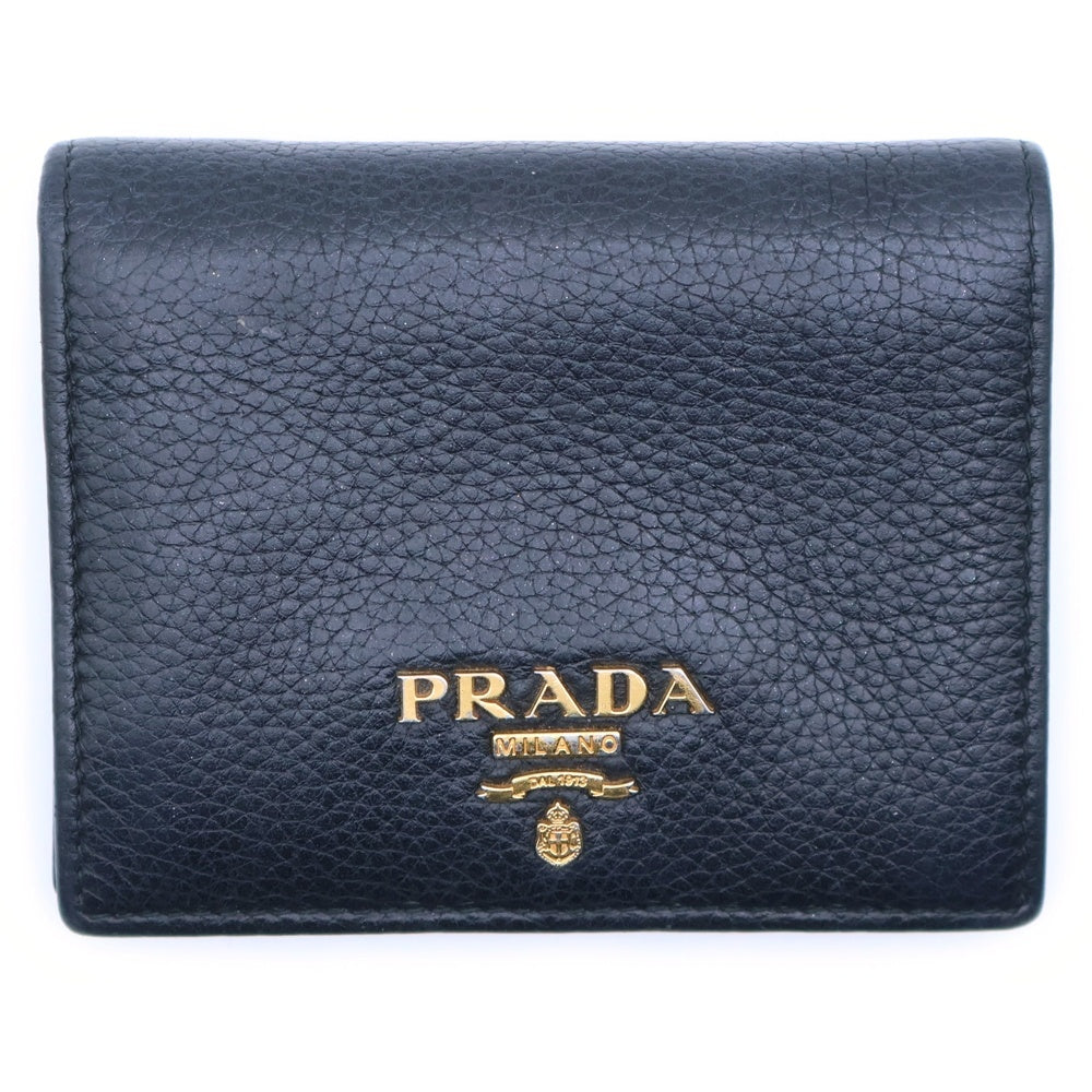 PRADA(プラダ) サフィアーノ レザーコンパクトウォレット 二つ折り財布 ブラック 1MV204