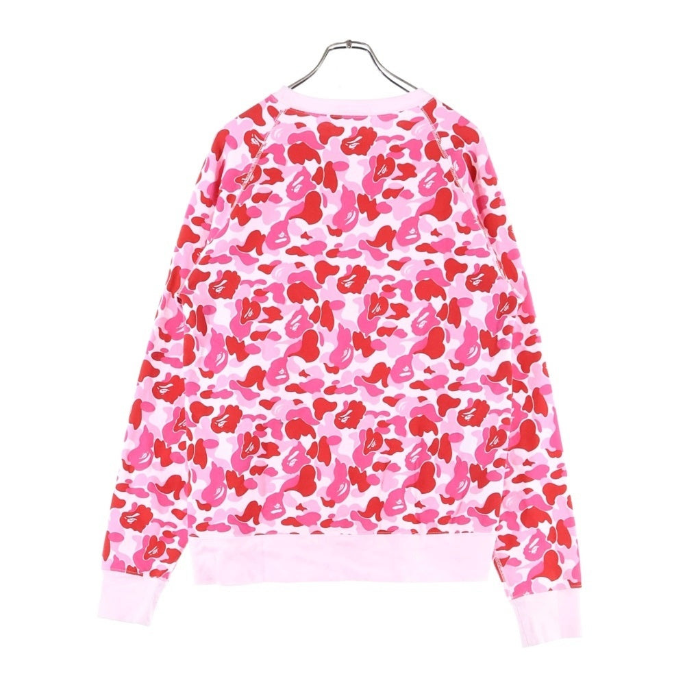 A BATHING APE(アベイシングエイプ) ABC CAMO CRYSTAL STONE CREWNECK カモ総柄クリスタルストーンオーバサイズクルーネックスウェット ピンク 001SWJ801008M