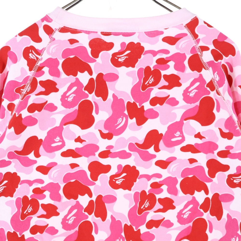A BATHING APE(アベイシングエイプ) ABC CAMO CRYSTAL STONE CREWNECK カモ総柄クリスタルストーンオーバサイズクルーネックスウェット ピンク 001SWJ801008M