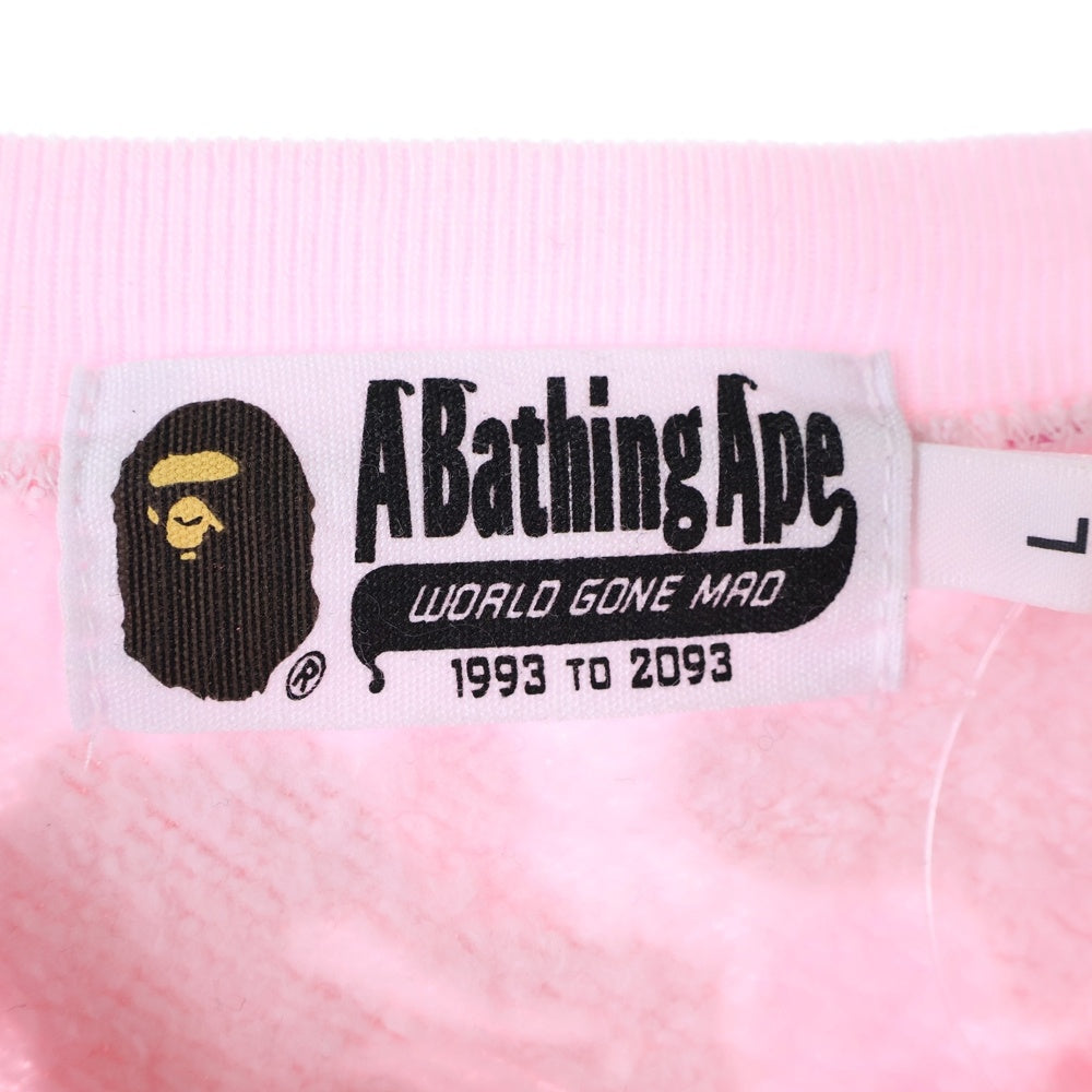 A BATHING APE(アベイシングエイプ) ABC CAMO CRYSTAL STONE CREWNECK カモ総柄クリスタルストーンオーバサイズクルーネックスウェット ピンク 001SWJ801008M