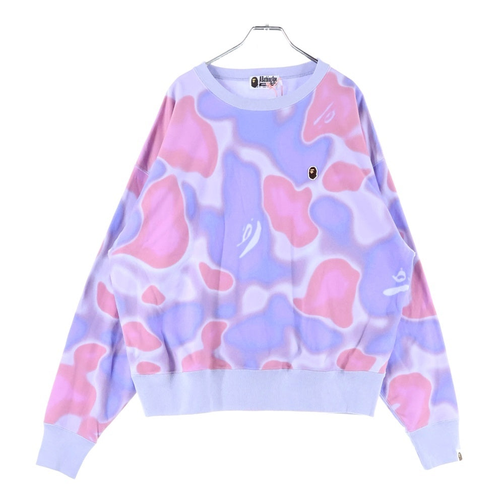A BATHING APE(アベイシングエイプ) LIQUID CAMO CREWNECK リキッドカモ クルーネック長袖スウェットシャツ パープル/ピンク 001SWK302001L