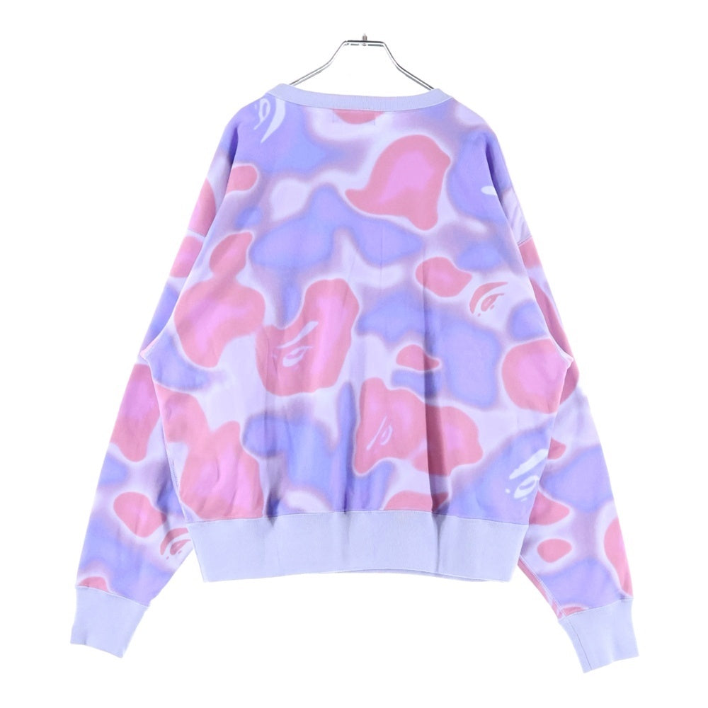 A BATHING APE(アベイシングエイプ) LIQUID CAMO CREWNECK リキッドカモ クルーネック長袖スウェットシャツ パープル/ピンク 001SWK302001L