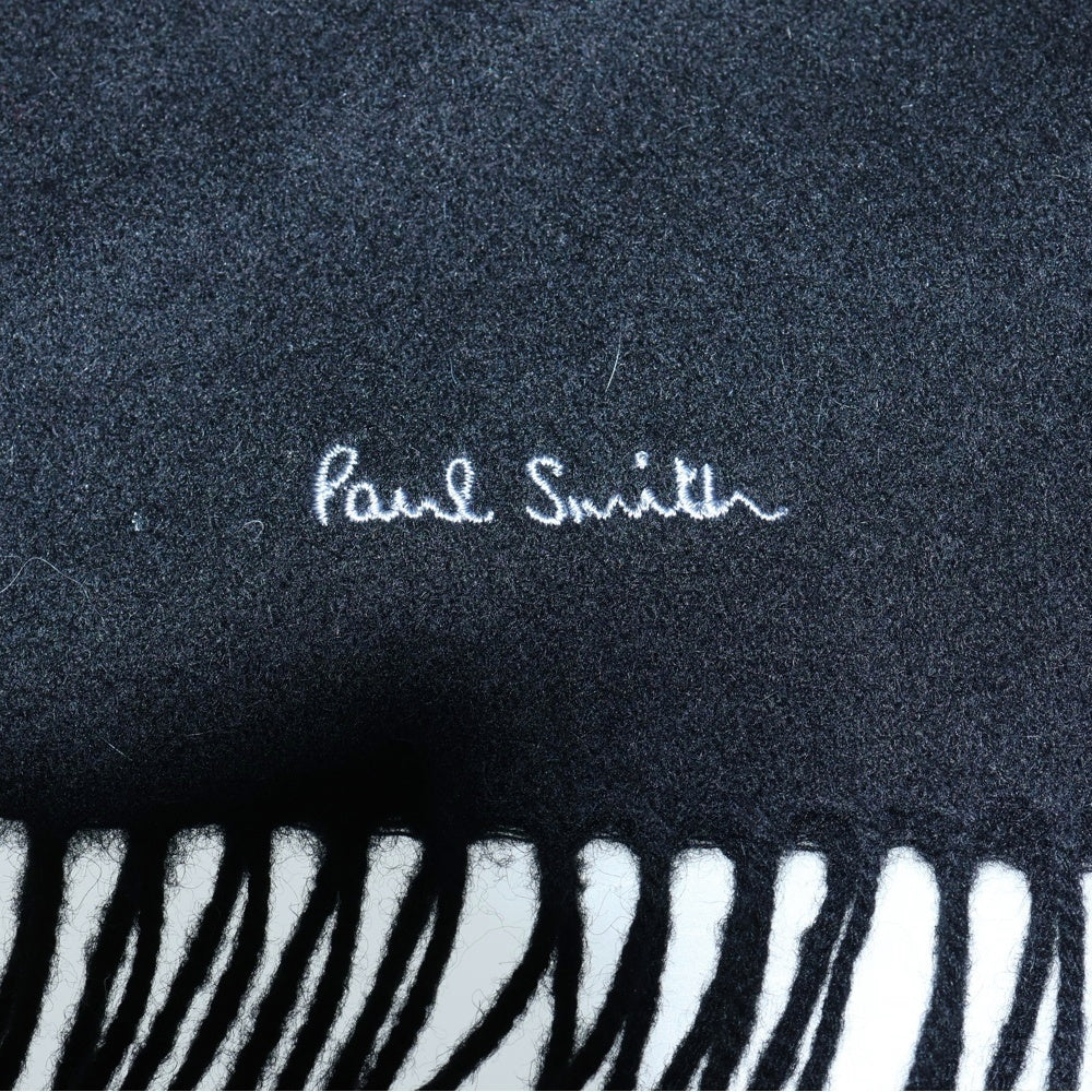 Paul Smith(ポールスミス) ロゴ刺繍ウールマフラー ブラック
