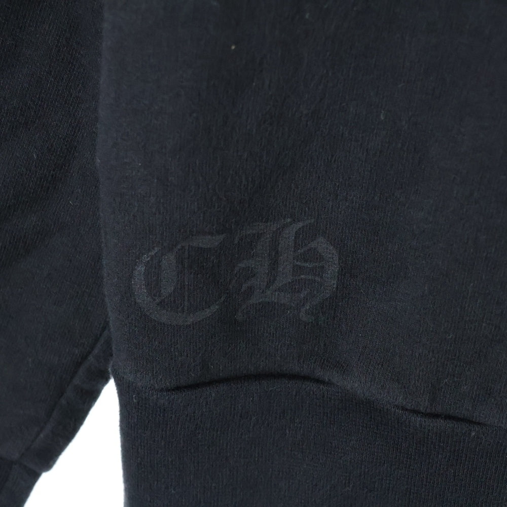 CHROME HEARTS(クロムハーツ) Horseshoe L/S Sweatshirt ホースシュープリント 袖フローラルプリント クルーネックスウェットトレーナー ブラック