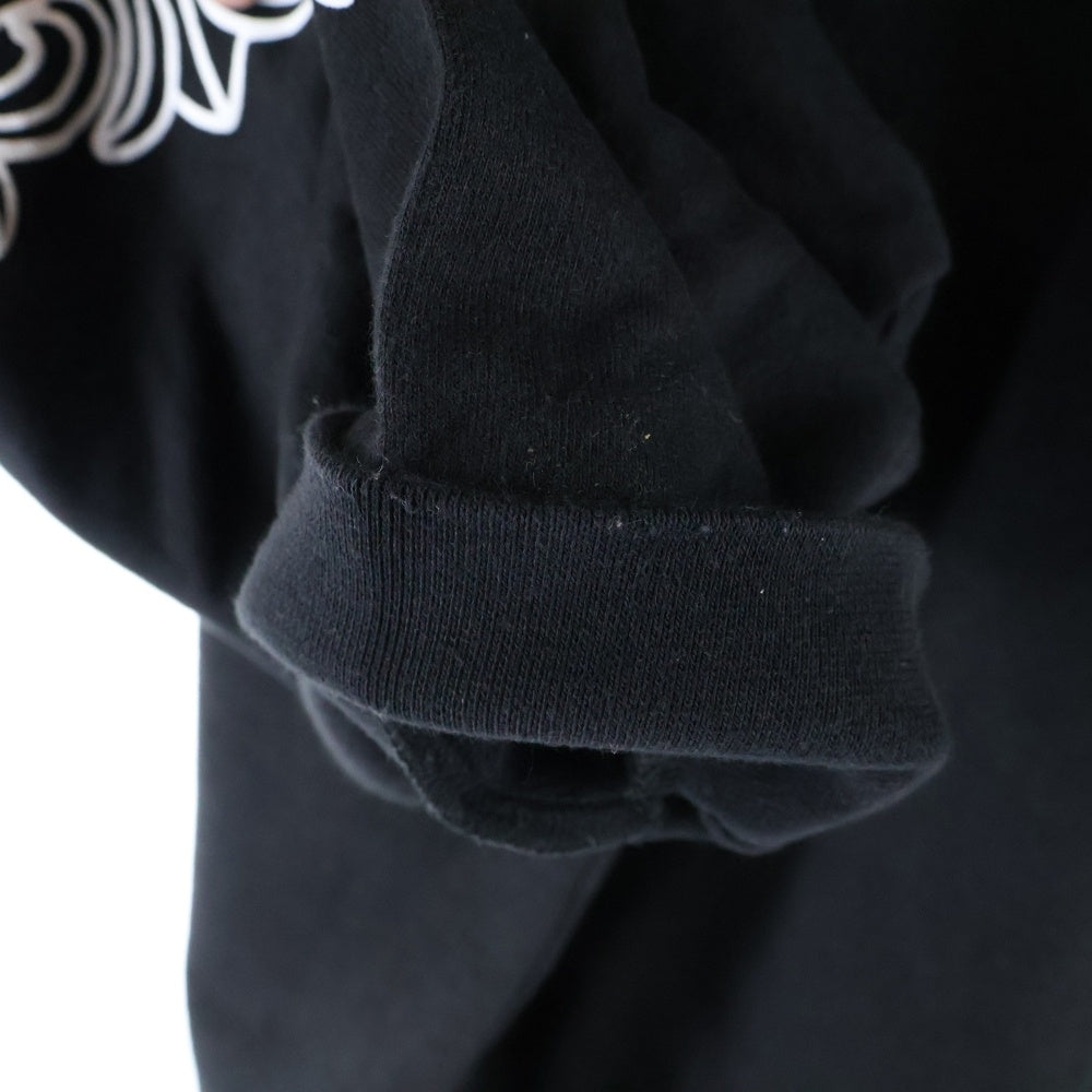 CHROME HEARTS(クロムハーツ) Horseshoe L/S Sweatshirt ホースシュープリント 袖フローラルプリント クルーネックスウェットトレーナー ブラック