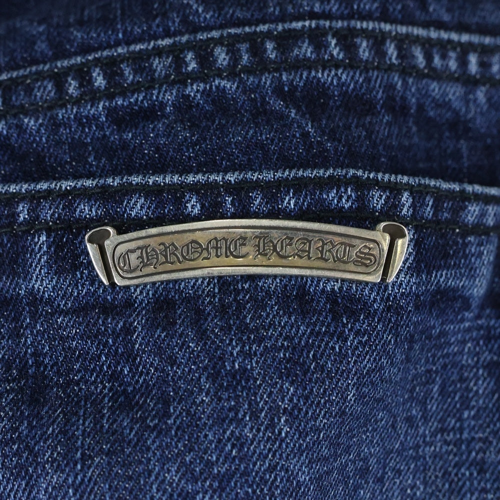 CHROME HEARTS(クロムハーツ) JEAN SL FLEURKNEE クロスパッチ付きフレアニーステッチデニムパンツ インディゴ