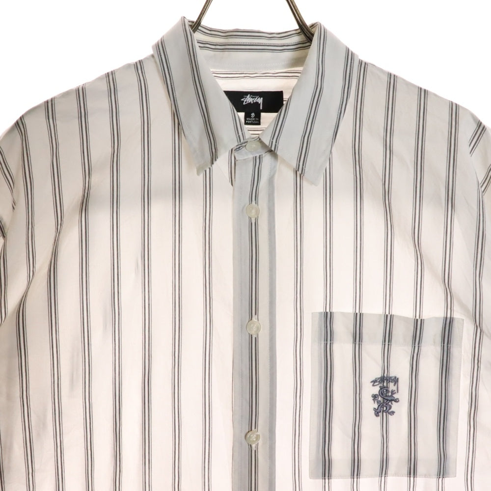 STUSSY(ステューシー) 24SS BOXY SS SHIRT STRIPE ストライプ柄 半袖シャツ ホワイト 1110290