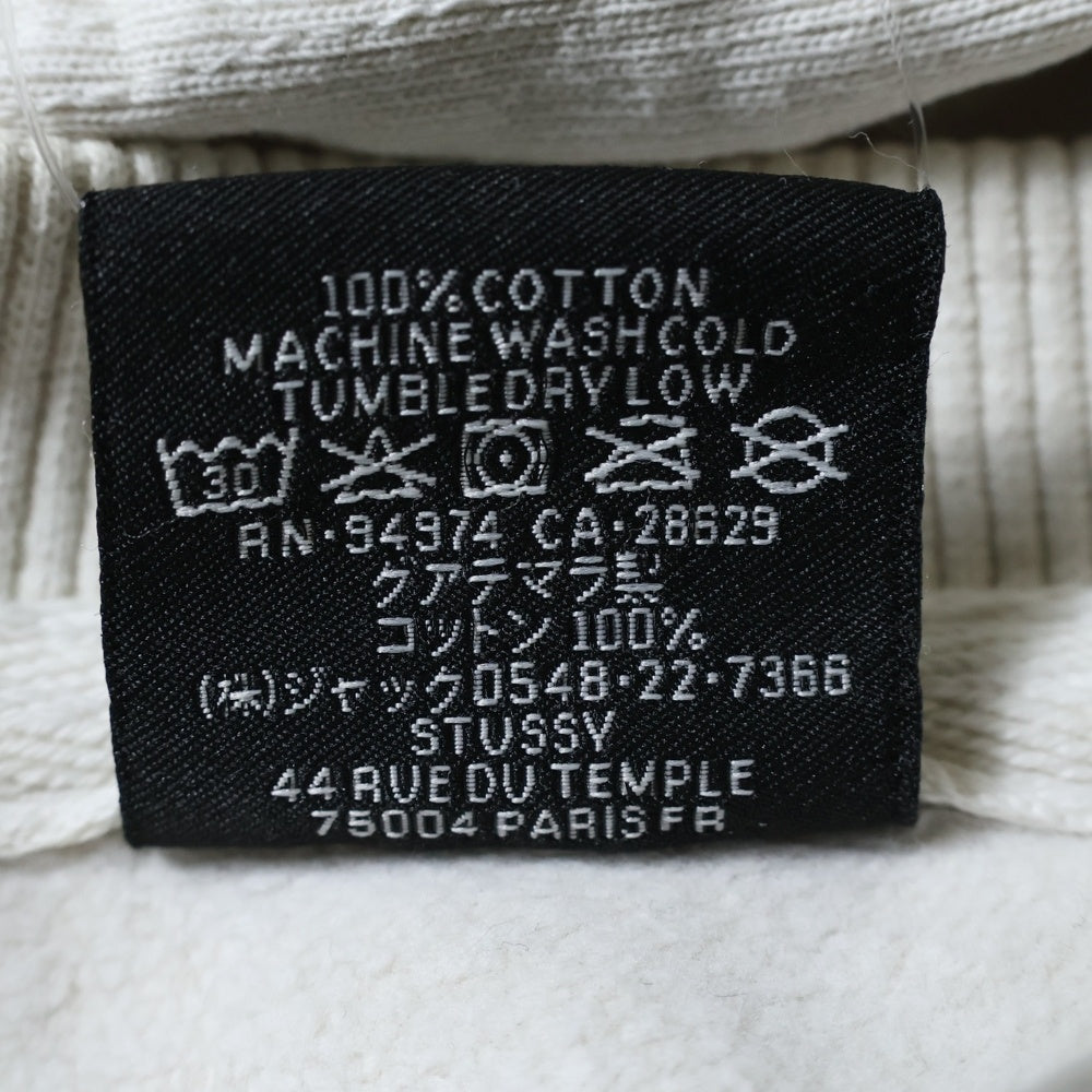 STUSSY(ステューシー) Dice Crew Pigment Dyed ダイス ピグメントダイ 両面プリント クルーネック長袖スウェットシャツ アイボリー