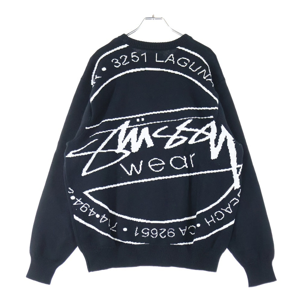STUSSY(ステューシー) Laguna Icon Sweater ラグナアイコン クルーネック長袖ニットセーター ブラック 117223