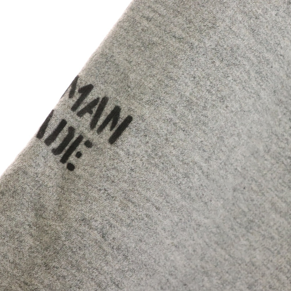 HUMAN MADE(ヒューマンメイド) 両面プリント フロントジップ クルーネック 長袖スウェットシャツ グレー HM28CS008
