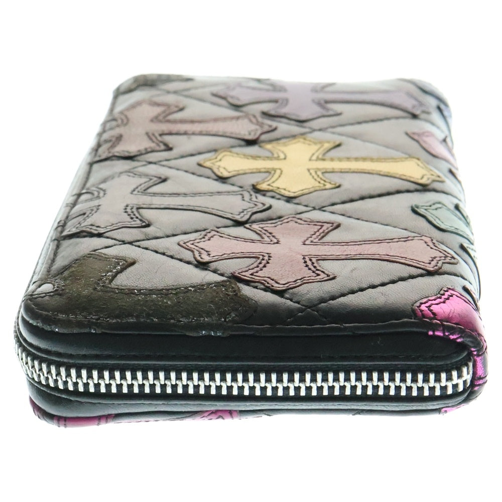 CHROME HEARTS(クロムハーツ) REC F ZIP QUILTED マルチパッチ セメタリー クロスキルティング レザーウォレット 財布 ブラック/マルチカラー