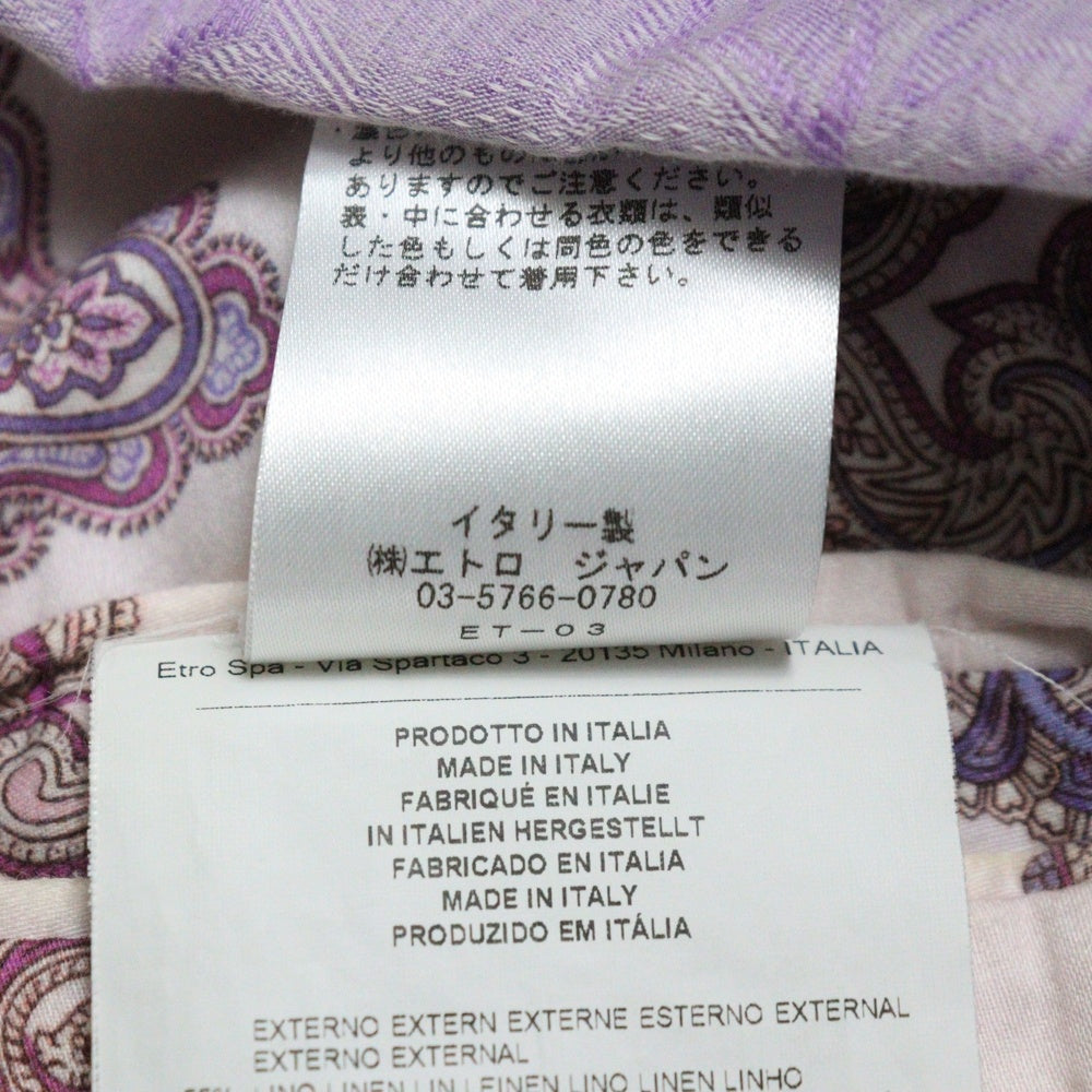 ETRO(エトロ) コットン リネン 裏地総柄 テーラードジャケット パープル 141-1J820-6212