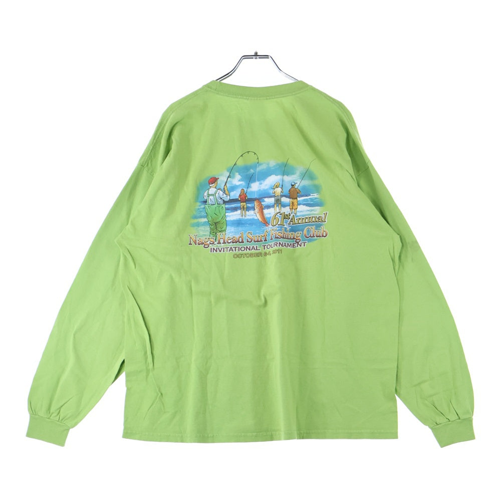 GILDAN(ギルダン) 両面プリントクルーネック長袖Tシャツカットソー グリーン