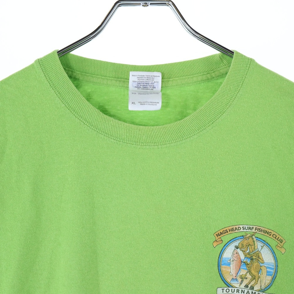 GILDAN(ギルダン) 両面プリントクルーネック長袖Tシャツカットソー グリーン