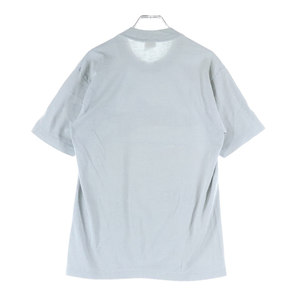 VINTAGE(ヴィンテージ) 80s HEF-T ミリタリーフロントプリントシングルステッチクルーネック半袖Tシャツカットソー グレー