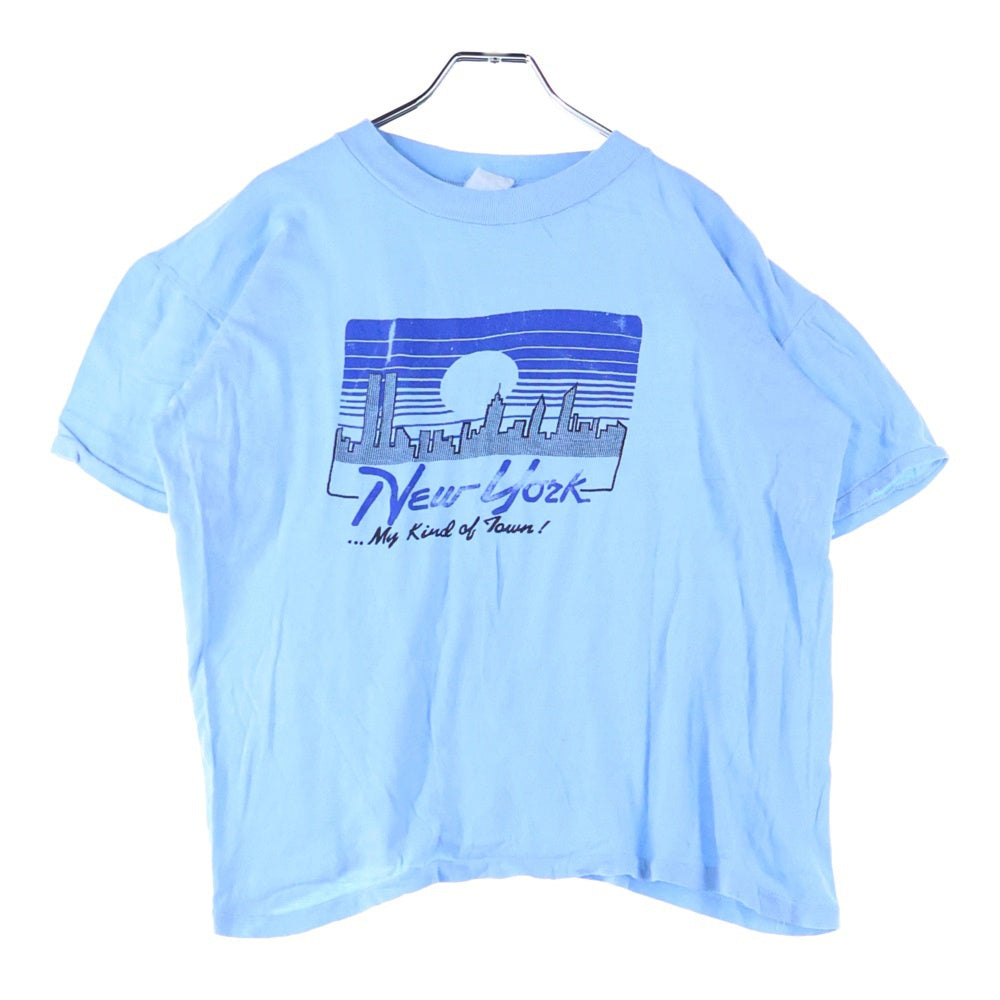 VINTAGE(ヴィンテージ) 70-80s Horizon フロントプリントシングルステッチクルーネック半袖Tシャツカット ブルー