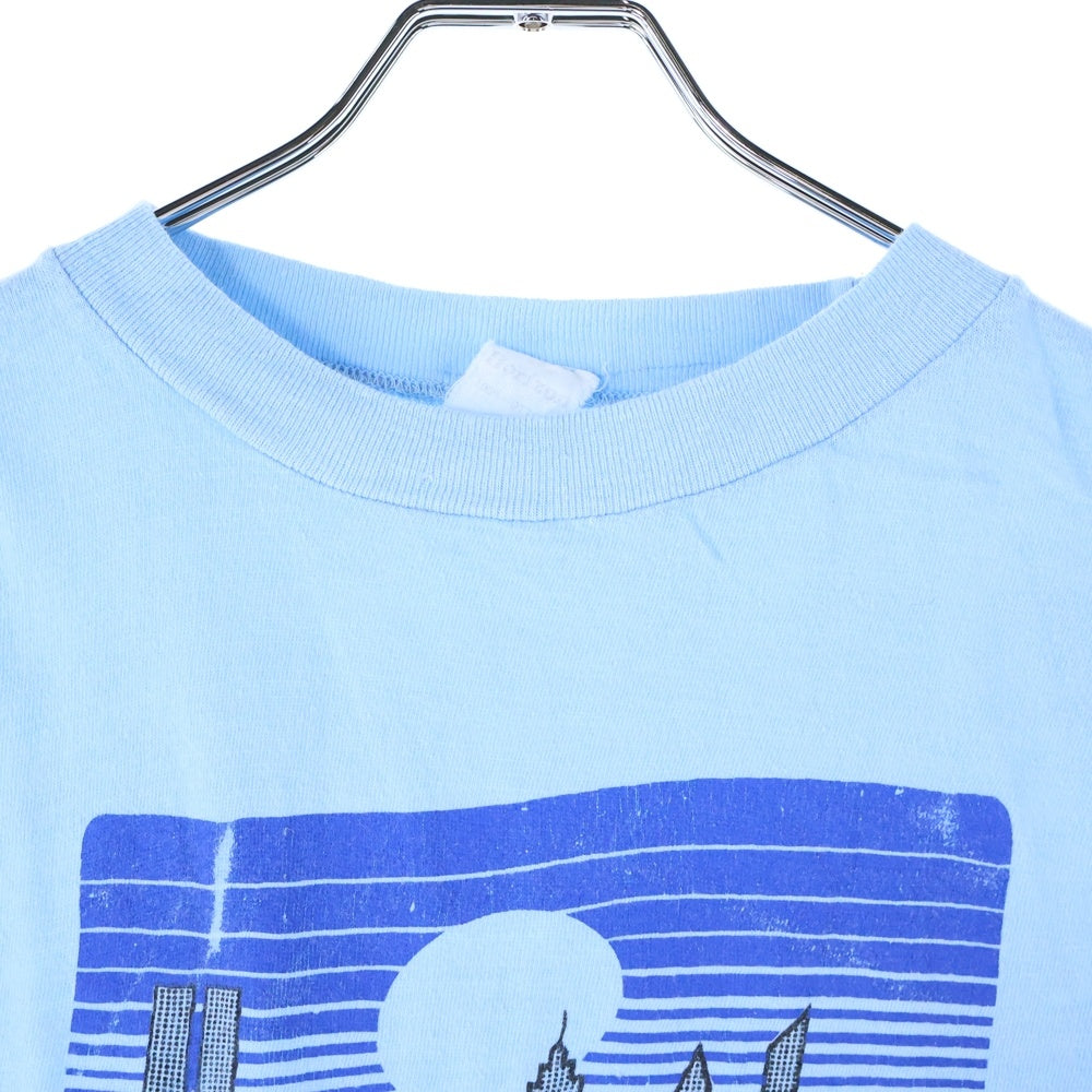 VINTAGE(ヴィンテージ) 70-80s Horizon フロントプリントシングルステッチクルーネック半袖Tシャツカット ブルー