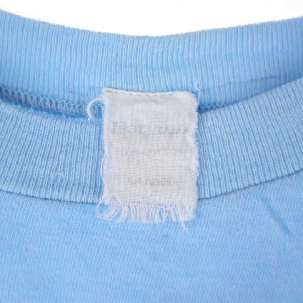 VINTAGE(ヴィンテージ) 70-80s Horizon フロントプリントシングルステッチクルーネック半袖Tシャツカット ブルー