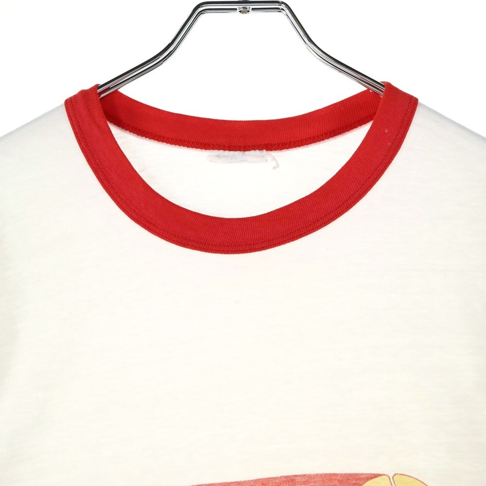 VINTAGE(ヴィンテージ) 80s Hanes フロントプリントリンガーシングルステッチクルーネック半袖Tシャツカットソー ホワイト