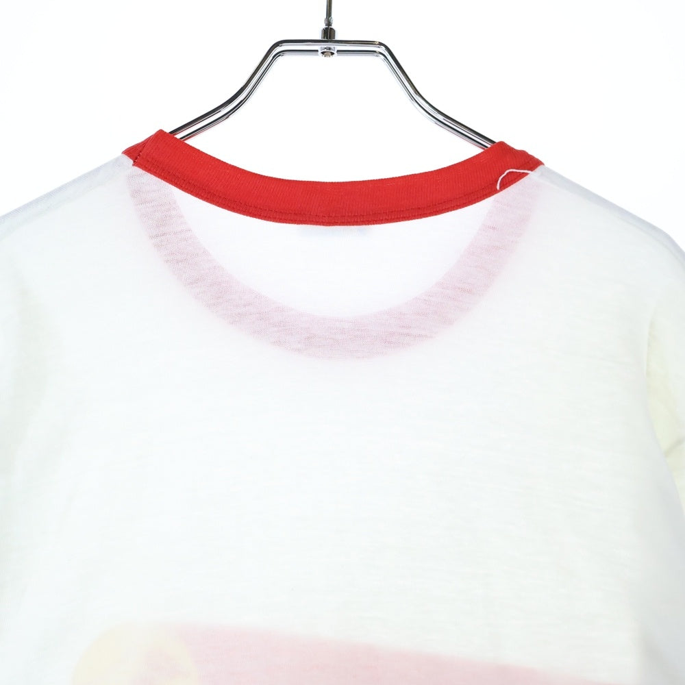 VINTAGE(ヴィンテージ) 80s Hanes フロントプリントリンガーシングルステッチクルーネック半袖Tシャツカットソー ホワイト